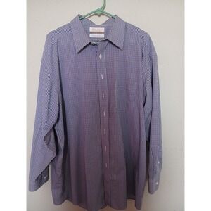 Roundtree & Yorke Men's Gold Label Dress Shirt Checkered Blue, 18"-36/37 Tall